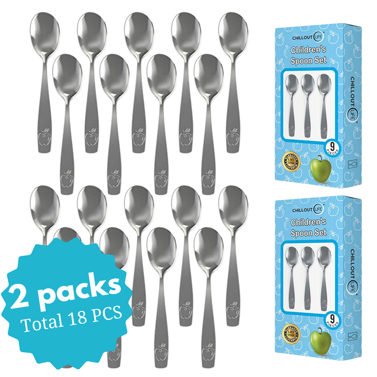 CHILLOUT LIFE 12 Piece Stainless Steel Kids Silverware Set - Child and