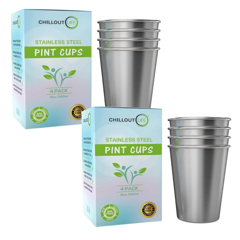 CHILLOUT LIFE Stainless Steel Cups 12 oz for Kids and Adult (4+4 Cups) - CHILLOUT LIFE