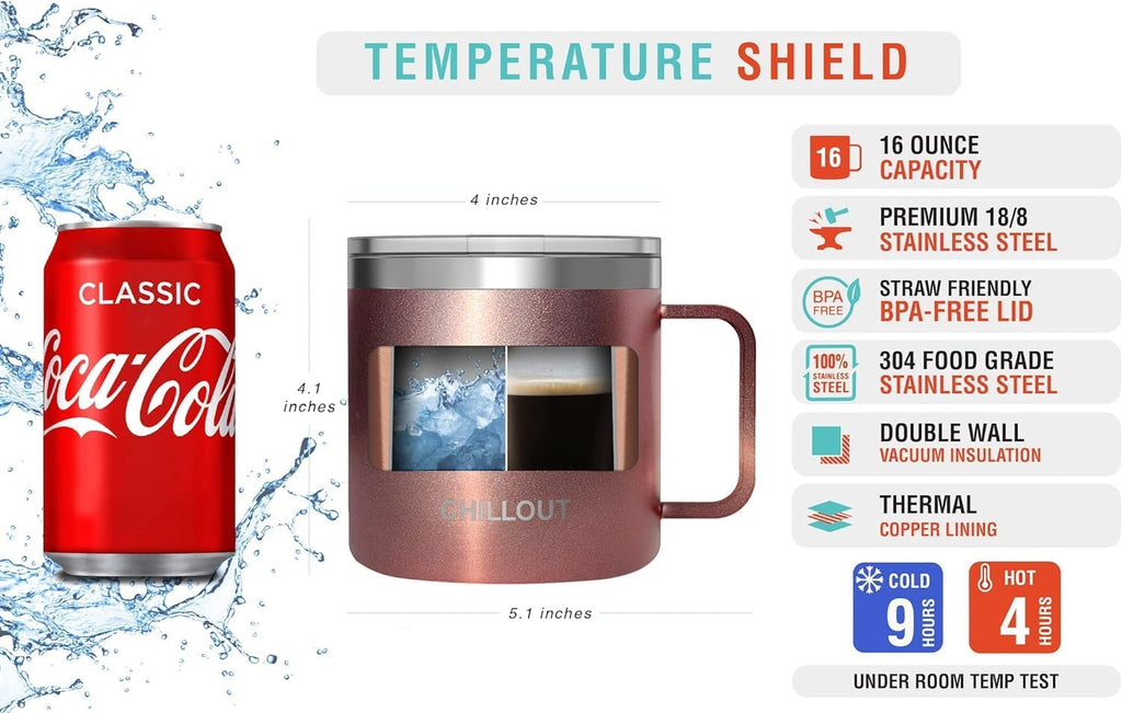 CHILLOUT LIFE Set of 2 - 16 oz Stainless steel Vacuum Insulated Coffee