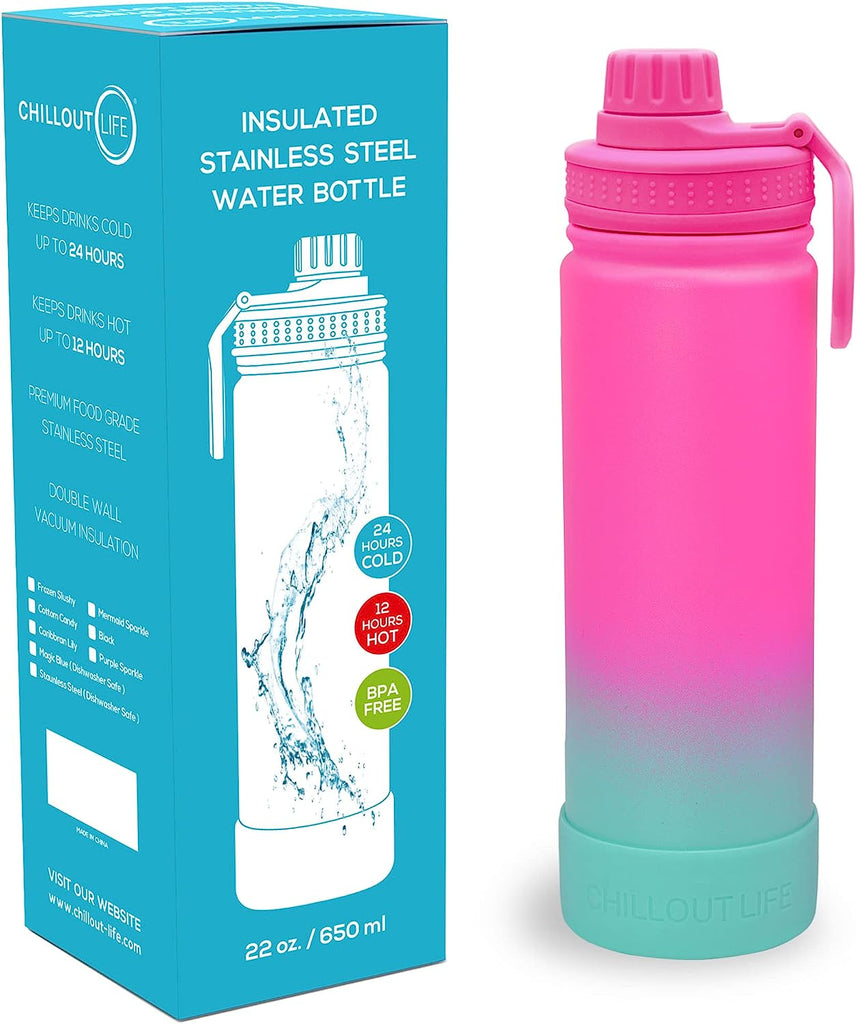 CHILLOUT LIFE 17 oz Insulated Kids Water Bottle with Leakproof Spout L