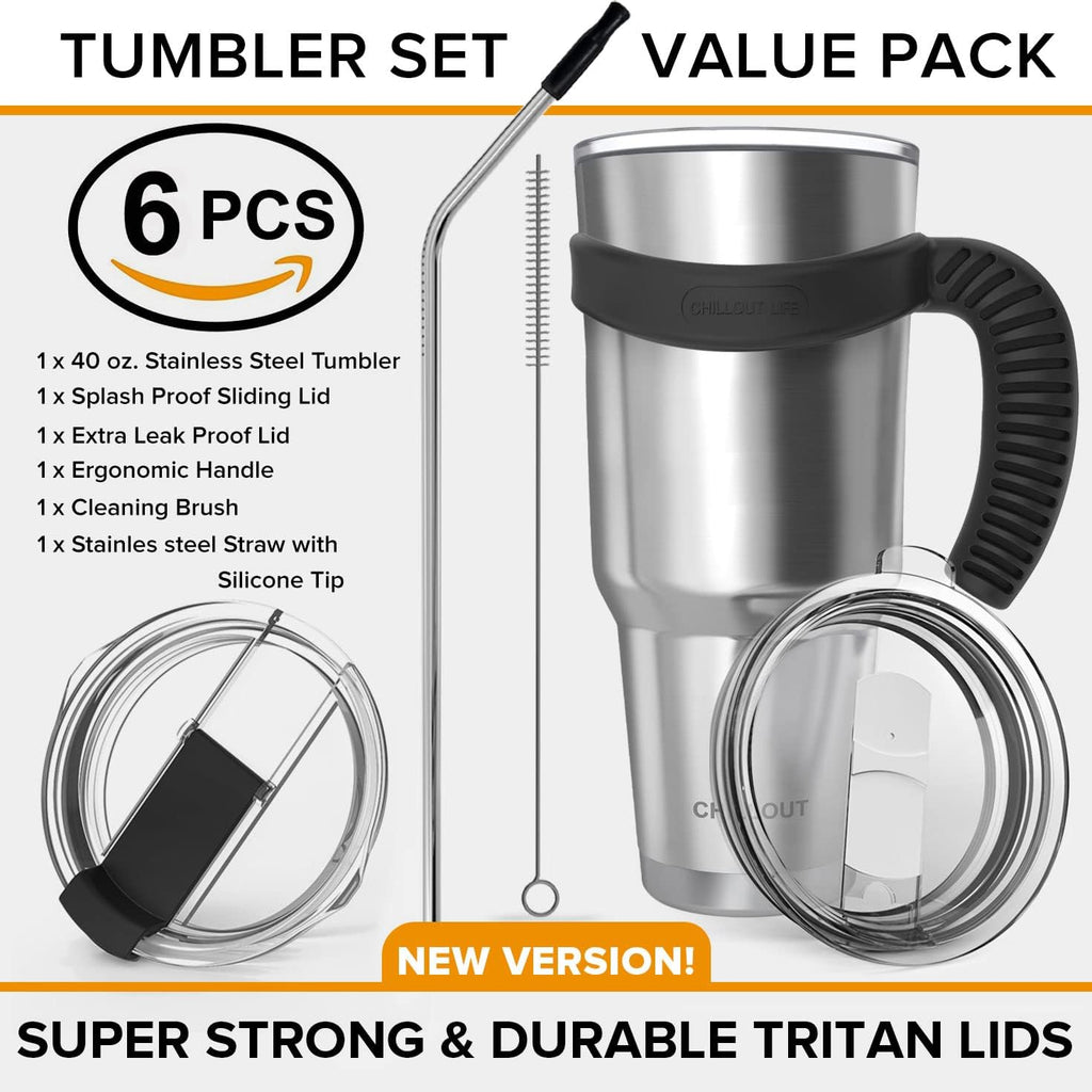 40 oz Tumbler with Handle and Straw Lid, 100% Leak-proof Travel Coffee Mug,  Stainless Steel Insulate…See more 40 oz Tumbler with Handle and Straw Lid