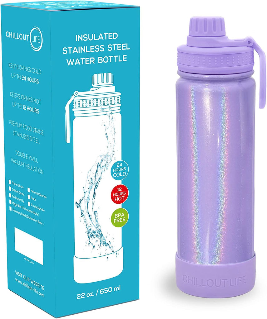 12 Oz UNICORN GLITTER 18/8 Stainless Steel Double Wall Vacuum Insulated  Kids Water Bottle - Leak Proof with BPA FREE Multi-Color Sparkling Glitter  Top