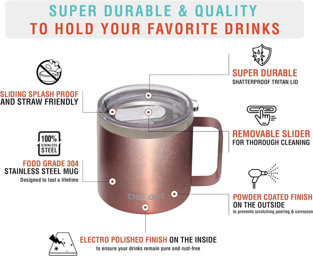 CHILLOUT LIFE Set of 2 - 16 oz Stainless steel Vacuum Insulated Coffee