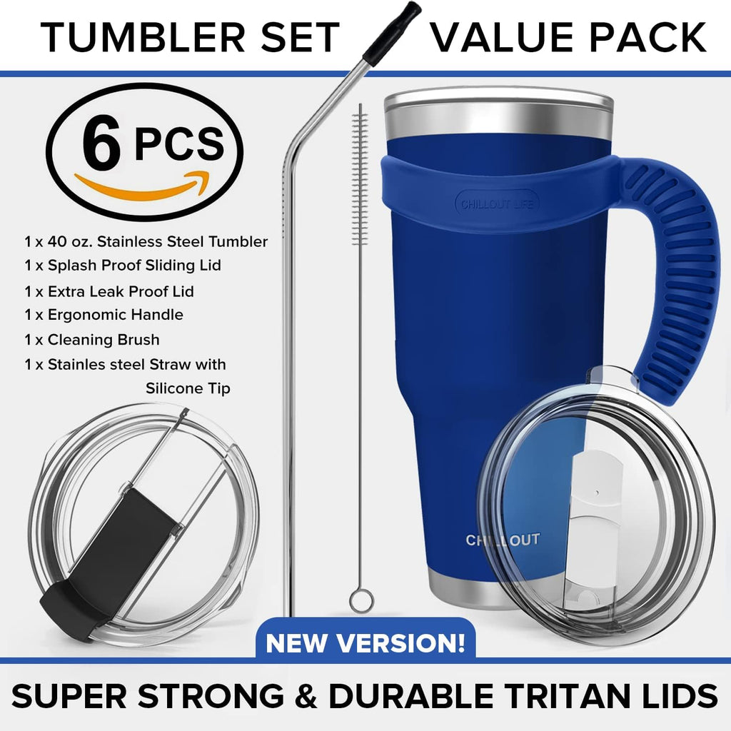 CHILLOUT LIFE Stainless Steel Travel Mug with Handle 40 oz