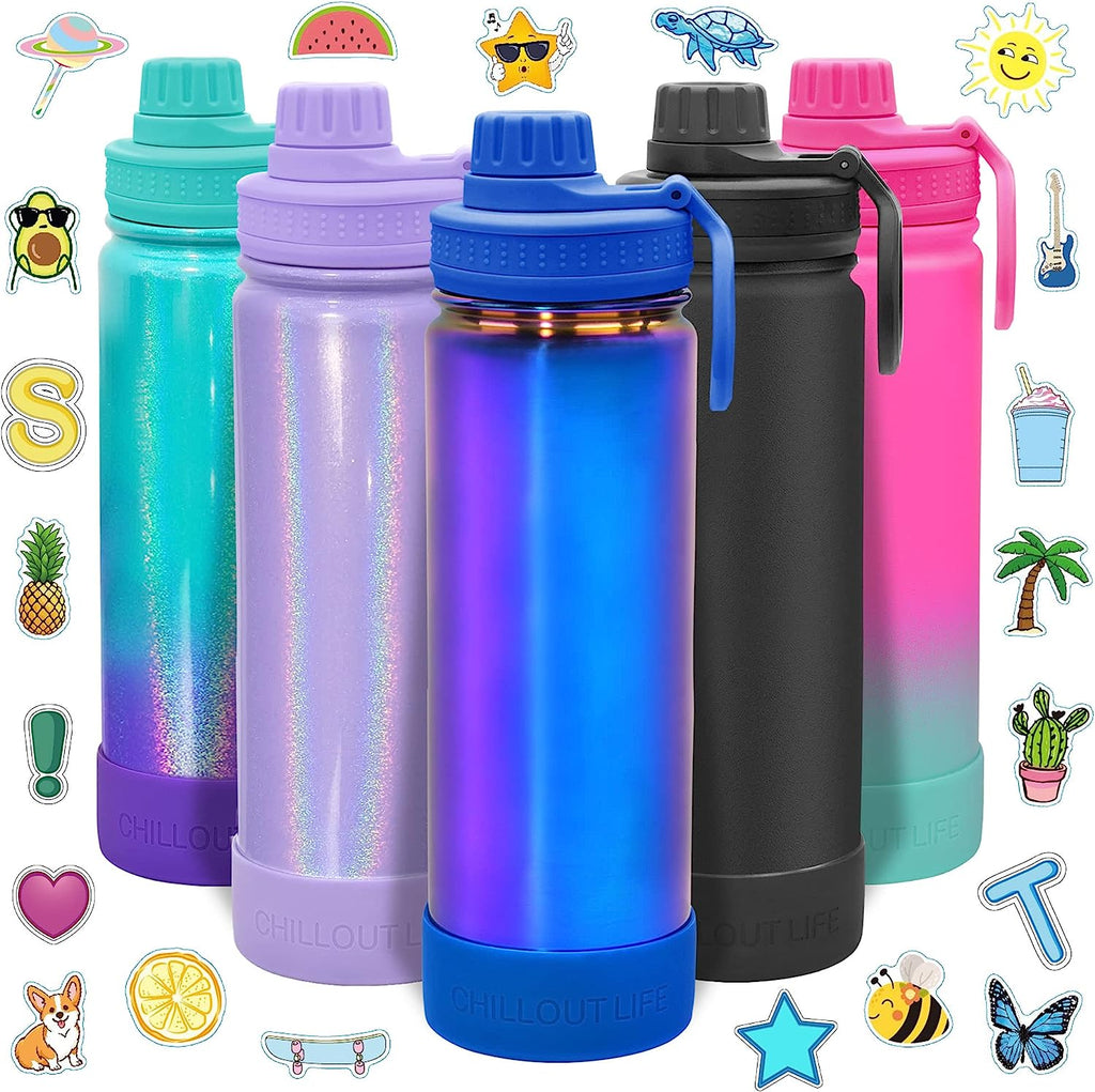 12 Oz UNICORN GLITTER 18/8 Stainless Steel Double Wall Vacuum Insulated  Kids Water Bottle - Leak Proof with BPA FREE Multi-Color Sparkling Glitter  Top