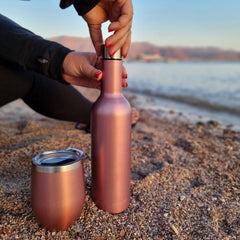 C&Berg 12 oz 2 Rose Gold Stainless Steel Wine Tumbler - Double Wall Vacuum  Insulated Unbreakable Thermos w/Spill-proof Lid - For