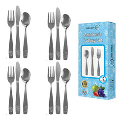 CHILLOUT LIFE 24 Piece Stainless Steel Kids Silverware Set (2 packs: 1