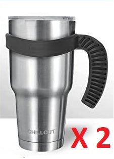 2 Handles for CHILLOUT LIFE Tumbler 30 oz / YETI / Ozark Trail & Other 30 oz Tumblers (Black, One Ring) - CHILLOUT LIFE