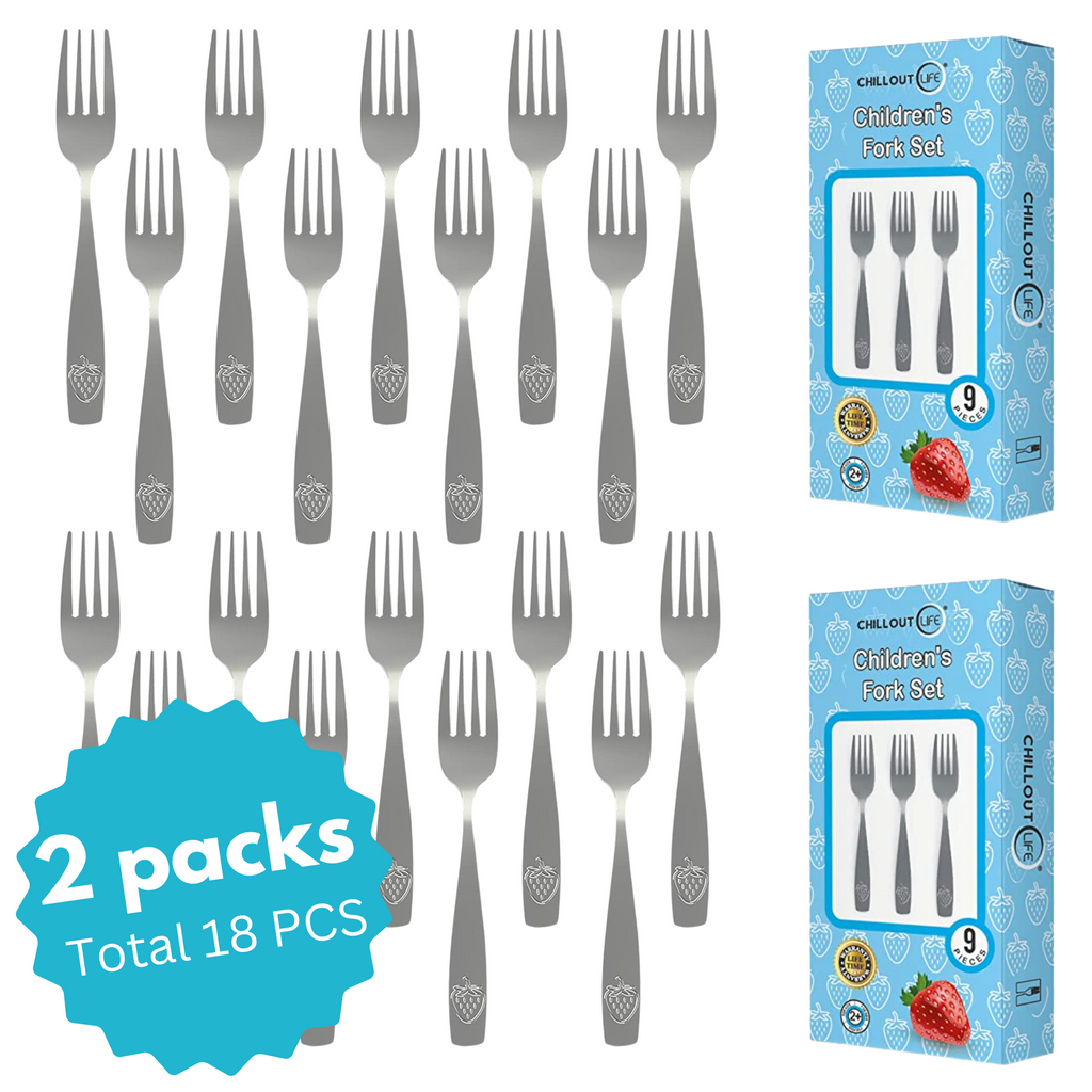 CHILLOUT LIFE 9 Piece Stainless Steel Kids Silverware Set (2 packs: 9+9)- Child and Toddler Safe Flatware - CHILLOUT LIFE
