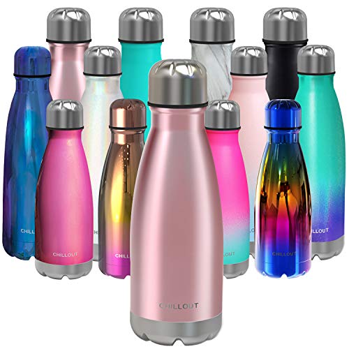 CHILLOUT LIFE Stainless Steel Water Bottle for Kids School: 12 oz Double Wall Insulated Cola Bottle Shape - CHILLOUT LIFE