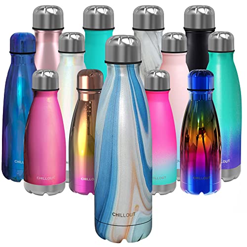 CHILLOUT LIFE Stainless Steel Water Bottle for Kids School and Adults: 17oz Double Wall Insulated Cola Bottle Shape - CHILLOUT LIFE
