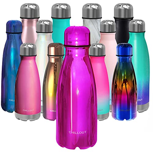 CHILLOUT LIFE Stainless Steel Water Bottle for Kids School: 12 oz Double Wall Insulated Cola Bottle Shape - CHILLOUT LIFE