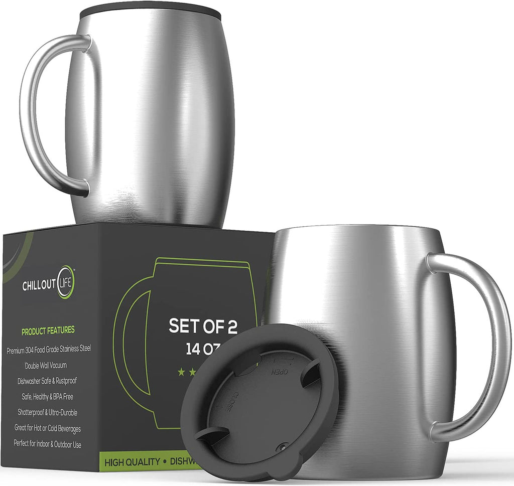 Insulated　CHILLOUT　Mugs　Set　LIFE　(14oz)　Stainless　Steel　Coffee　of