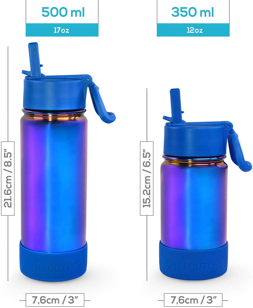12 oz stainless steel water bottle with straw CHILLOUT LIFE 12 oz Insulated Water Bottle with Straw Lid for Kids + C