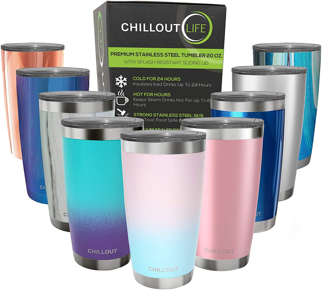 CHILLOUT LIFE 20 oz Stainless Steel Tumbler with Spill Proof Tritan Lid - CHILLOUT LIFE