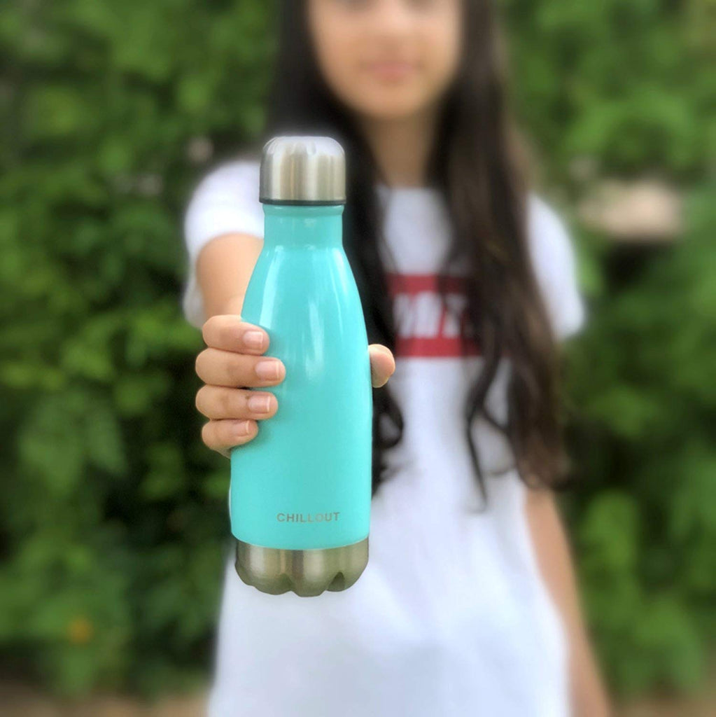HOT-Chill Sports Water Bottle 12 oz Leak-Proof No Sweating BPA Free  Reusable Vacuum Insulated Stainless Steel Water Bottles Double walled  Coffee