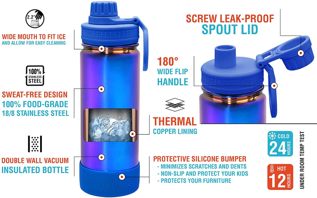POWCAN 12oz Kids Insulated Water Bottle – Stainless Steel, Leakproof Straw Lid, 24hr Cold, BPA-Free (Cow Print) - View #5
