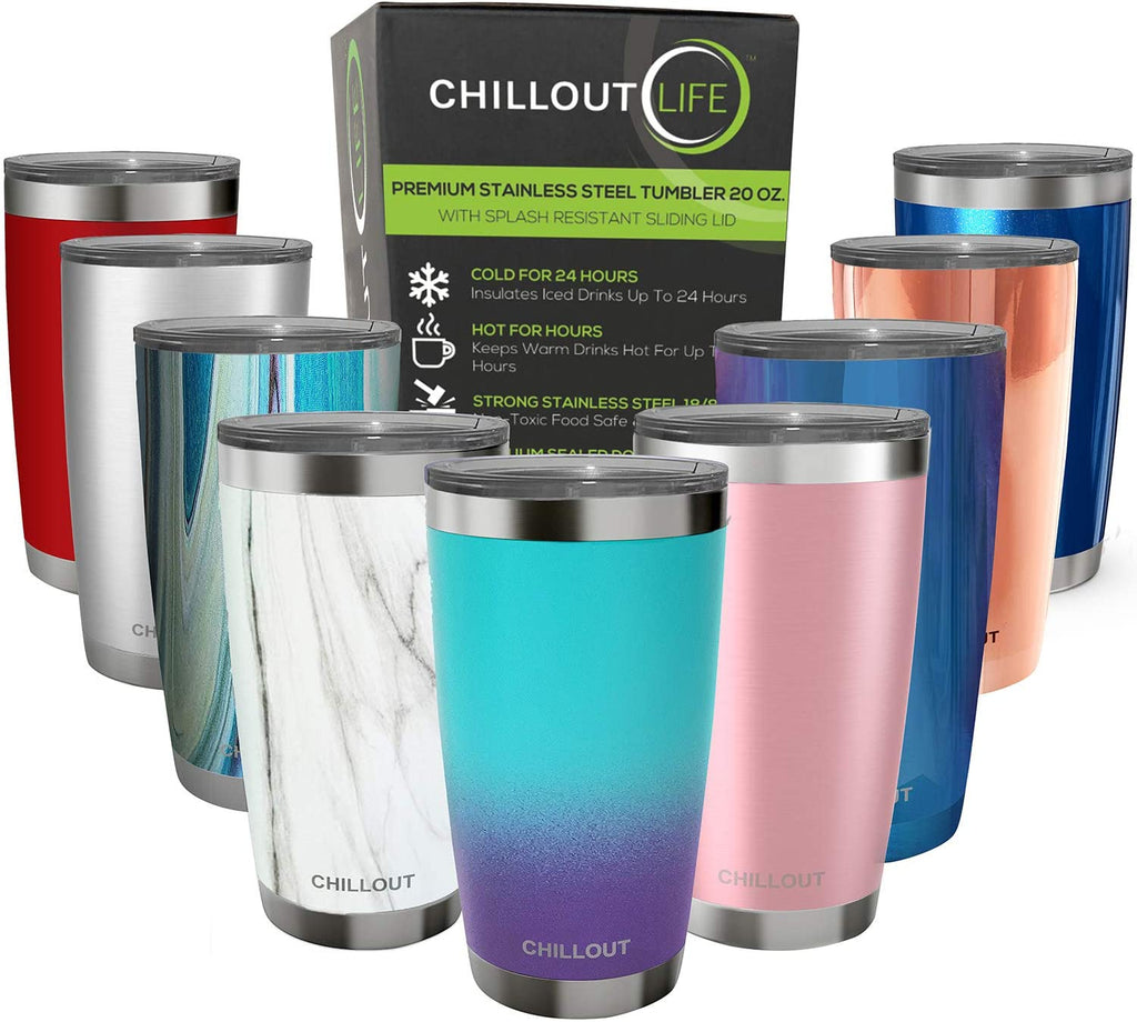CHILLOUT LIFE 20 oz Stainless Steel Tumbler with Spill Proof Tritan Lid - CHILLOUT LIFE