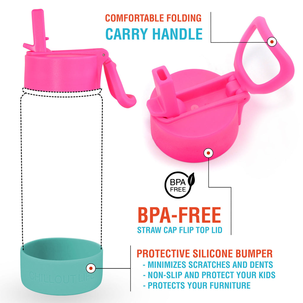 12oz Kids Bottle with Wide Mouth Straw Lid