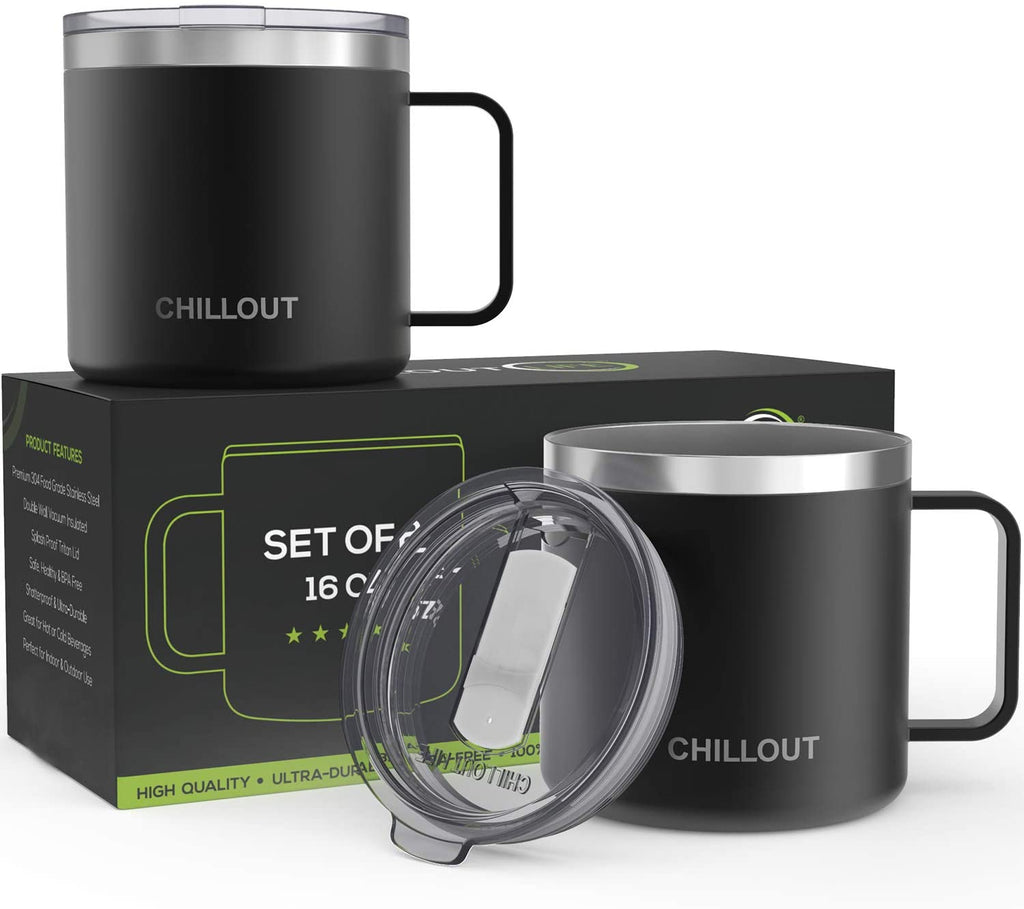 CHILLOUT LIFE Set of 2 - 16 oz Stainless steel Vacuum Insulated Coffee
