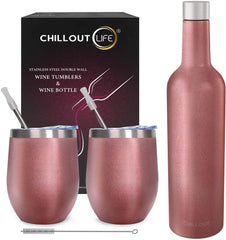 Stainless Steel Insulated Wine Tumbler - Mermaid Sparkle by Chillout Life  for Unisex - 4 x 12 oz Tumbler 